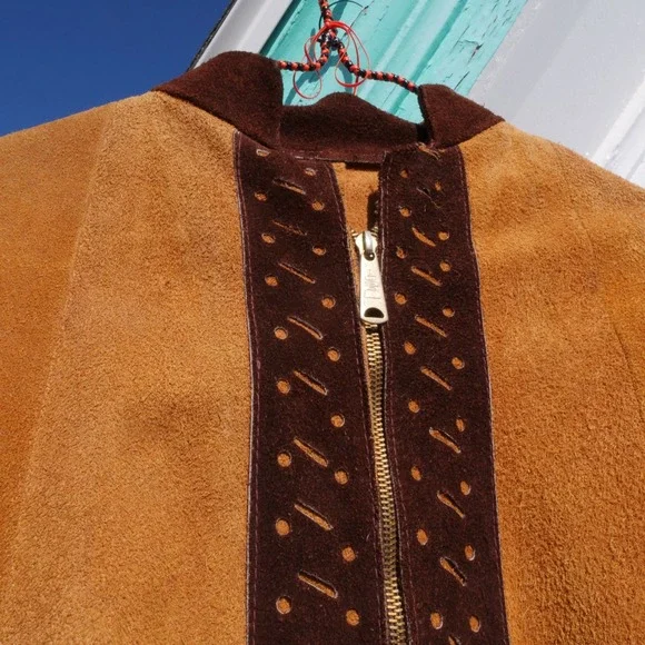 Amazing‎ 70s suede leather zip up cape - Picture 3 of 8